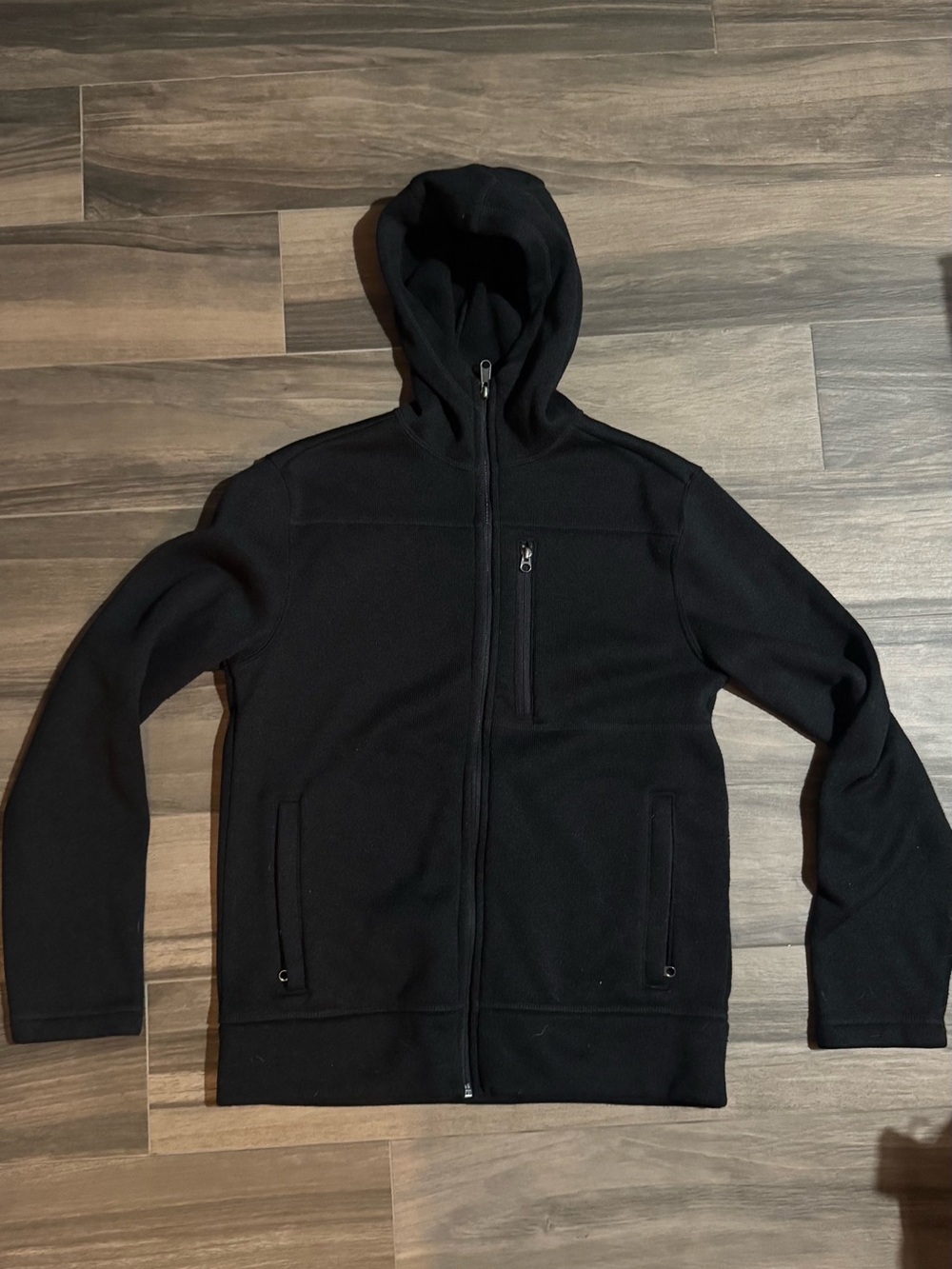 Merona Black Hooded Zip Jacket with Chest Pocket